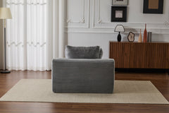 Oversized Chaise Lounge Chair Cozy Cloud Couch, Modern Plush Corduroy Upholstered Sleeper Sofa Daybed with 3 Throw Pillows and Wide Armrest for Living Room, No Assembly Required,Grey