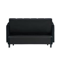 52 'black modern velvet sofa, sofa pull-out bed, small love seat casual sofa with back, pillow, pockets, living room furniture, 3 in 1 convertible sleep sofa bed.