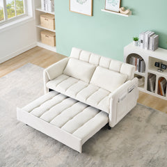 52 'beige modern velvet sofa, sofa pullout bed, small love seat casual sofa with back, pillow, pockets, living room furniture, 3 in 1 convertible sleep sofa bed.