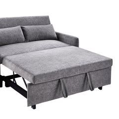 Contemporary Grey Pull Out Sleep Sofa Bed Loveseat with Adjustable Backrest, Storage Pockets, USB Ports and 2 Soft Pillows
