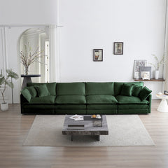 Modular Sectional Sofa for Living Room,U Shaped Couch 5 Seater Convertible Sectional Couch with 1 Ottoman ,Green Chenille