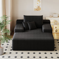 Modern Sofa bed  lounger for moviebonus room,No Assembly Required,Black(Plush Corduroy Fabric)