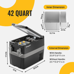 BougeRV 12V 42 Quart (40L) Portable Fridge & 42 Quart Insulated Protective Cover A3001-00701+A3001-01804