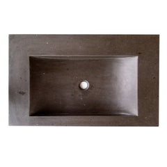 Black Andesite Natural Stone Rectangular Sink Honed/Matte (W)20" (L)33" (H)6"