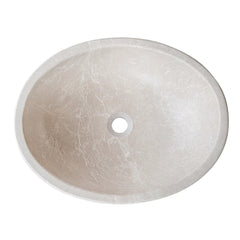 Botticino Marble Natural Stone Oval Shape Vessel Sink Honed (W)16" (L)20.5" (H)6"