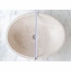 Botticino Marble Natural Stone Oval Shape Vessel Sink Honed (W)16" (L)20.5" (H)6"