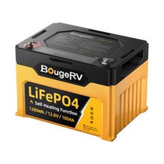 BougeRV 12V 1280Wh/100Ah Self-Heating LiFePO4 Battery