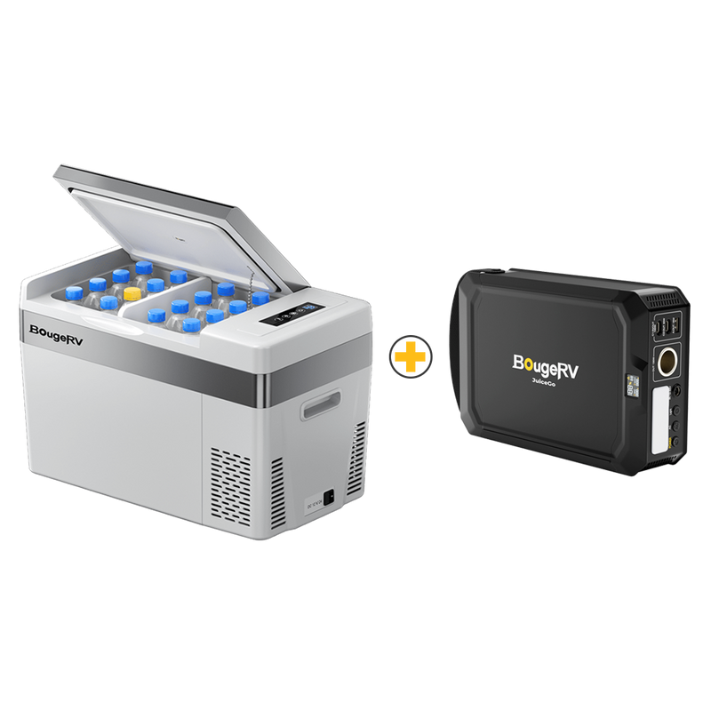 BougeRV 12V Portable Fridge With JuiceGo 240Wh Power Station