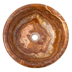 Brown Onyx Translucent Natural Stone Drop-in Vessel Sink Polished  (D)16" (H)6"