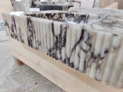 Calacatta Viola Marble Wall-mount Bathroom Vanity Ribbed Textured Front (W)18" (L)32" (H)6"