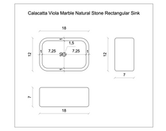 Calacatta Viola Marble Wall-mounted Natural Stone Rectangular Sink (W)12" (L)18" (H)7"