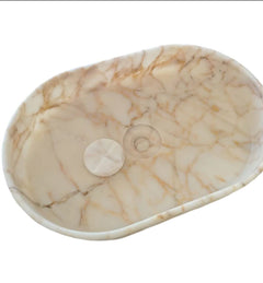 Calacatta Gold Marble Above-Vanity Oval Curved Sink Polished (W)16" (L)24" (H)5"