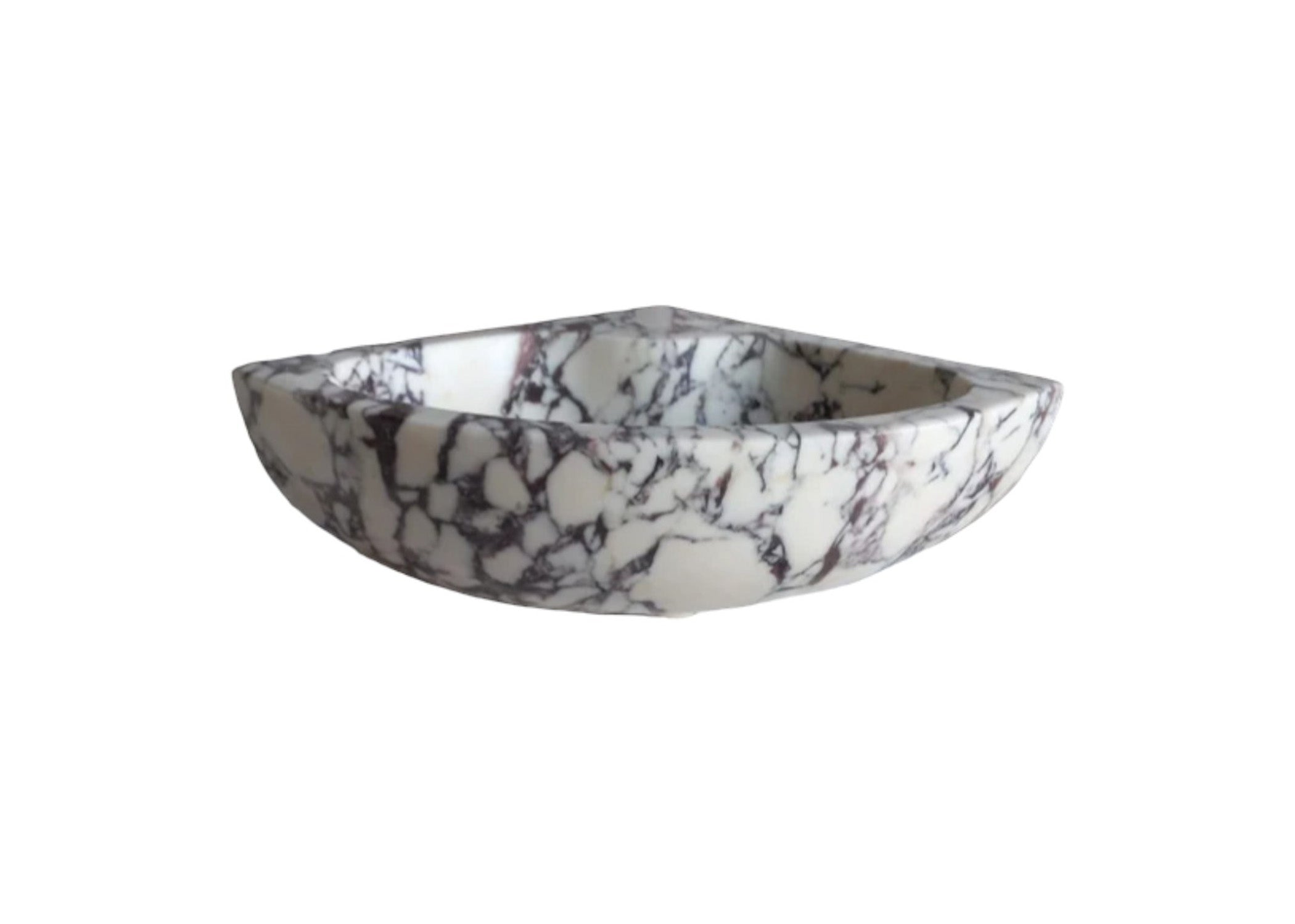 Calacatta Viola Marble Wall-Mount Bathroom Corner Vanity Sink (W)12" (L)12" (H)6"