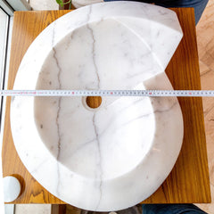Carrara Marble Helix Shape Stone Sink Polished (W)20" (L)23" (H)4"