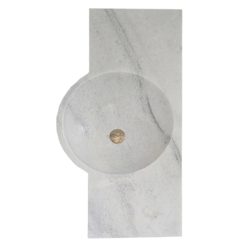Carrara White Marble Above-vanity Wall-mount Bathroom Sink (W)16" (L)36" (H)5"