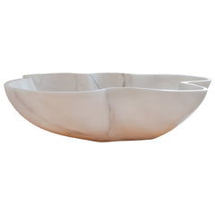 Natural Stone Carrara White Marble Above Counter Artistic Vessel Sink Polished (W)24.5" (L)18" (H)6"