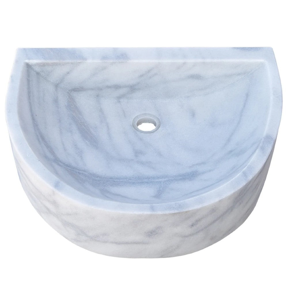 Natural Stone Carrara White Marble Wall-Mount Marble Sink Polished (W)20" (L)24" (H)6"