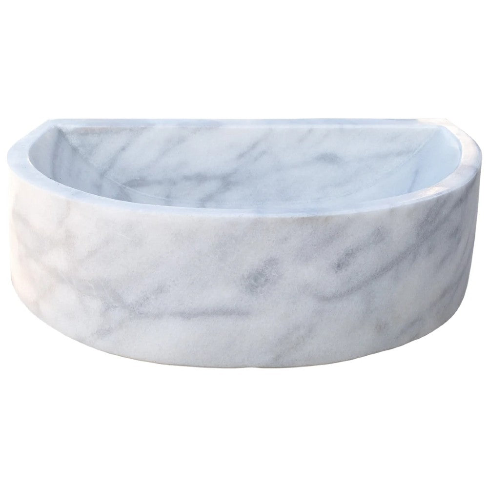 Natural Stone Carrara White Marble Wall-Mount Marble Sink Polished (W)20" (L)24" (H)6"