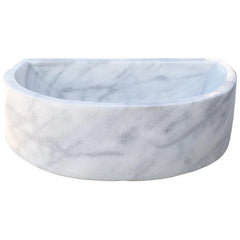 Natural Stone Carrara White Marble Wall-Mount Marble Sink Polished (W)20" (L)24" (H)6"