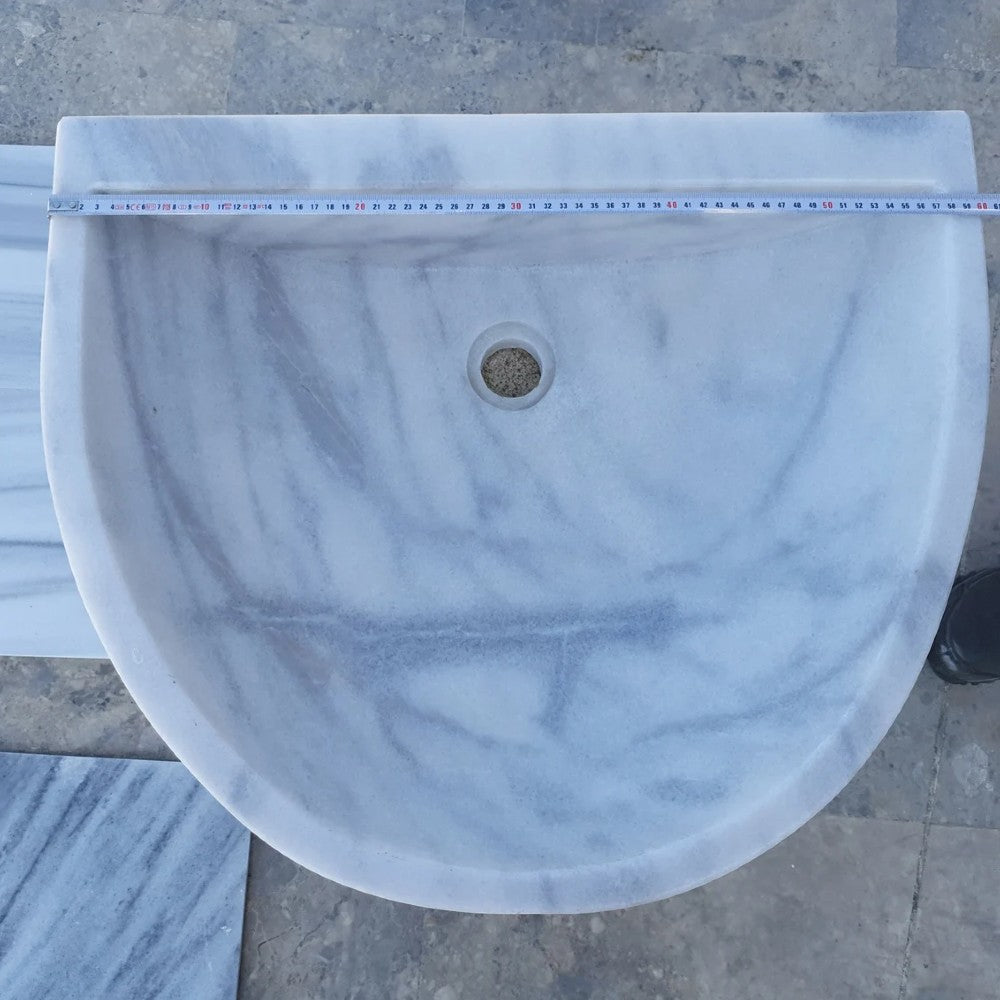 Natural Stone Carrara White Marble Wall-Mount Marble Sink Polished (W)20" (L)24" (H)6"