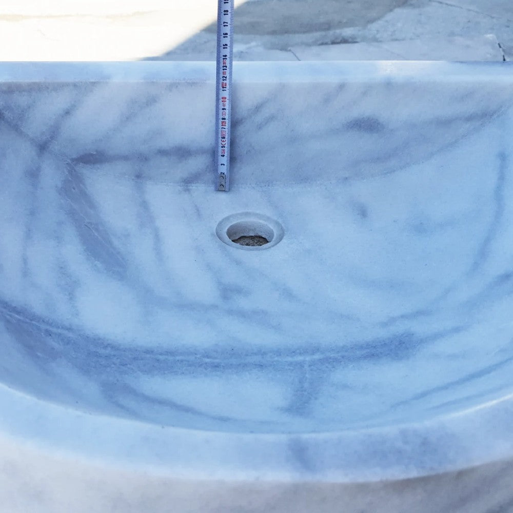 Natural Stone Carrara White Marble Wall-Mount Marble Sink Polished (W)20" (L)24" (H)6"