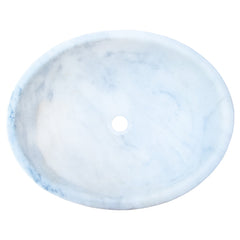 Carrara White Marble Natural Stone Oval Vessel Sink (W)16" (L)21" (H)6"