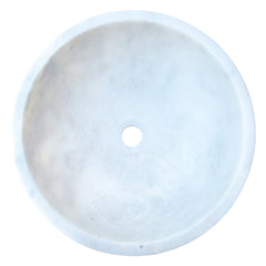 Carrara White Natural Stone Marble Vessel Sink  (D)16" (H)6"