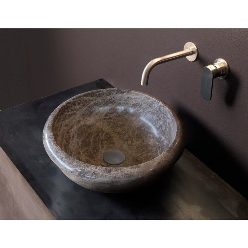 Emperador Brown Natural Stone Marble Drop-in Vessel Sink Polished  (D)16