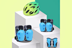 Beecool Bikes Safety Cycling Protective Gear Set: Helmet + Knee Pads (Included)