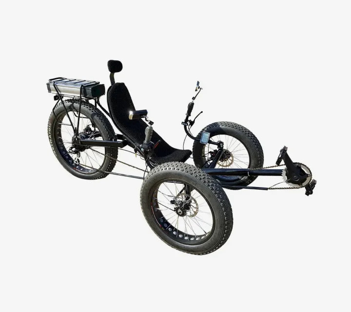 eMobilityStar Fat Tire Folding Electric Recumbent Tricycle EMS-FTREC100