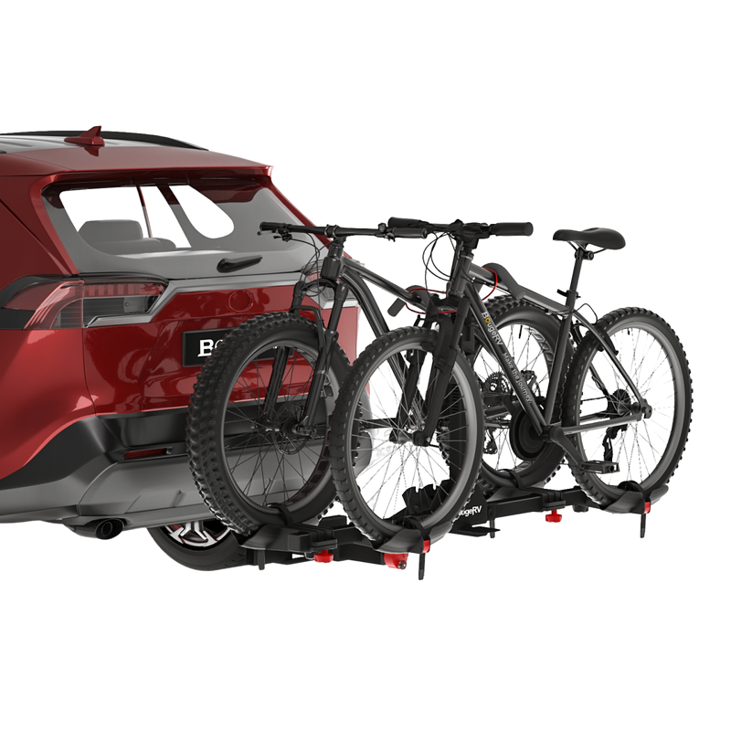 BougeRV Lockable Hitch Mount Bike Rack Platform 2-Bike Carrier IRK016