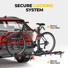 BougeRV Lockable Hitch Mount Bike Rack Platform 2-Bike Carrier IRK016