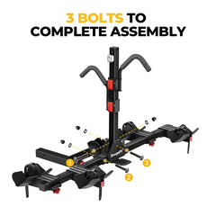BougeRV Lockable Hitch Mount Bike Rack Platform 2-Bike Carrier IRK016