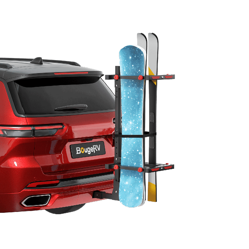 BougeRV Hitch Ski Snowboard Rack with Security Lock(Fit for 2