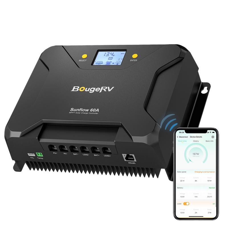 BougeRV Sunflow 60A MPPT Solar Charge Controller 12V/24V ISE219N