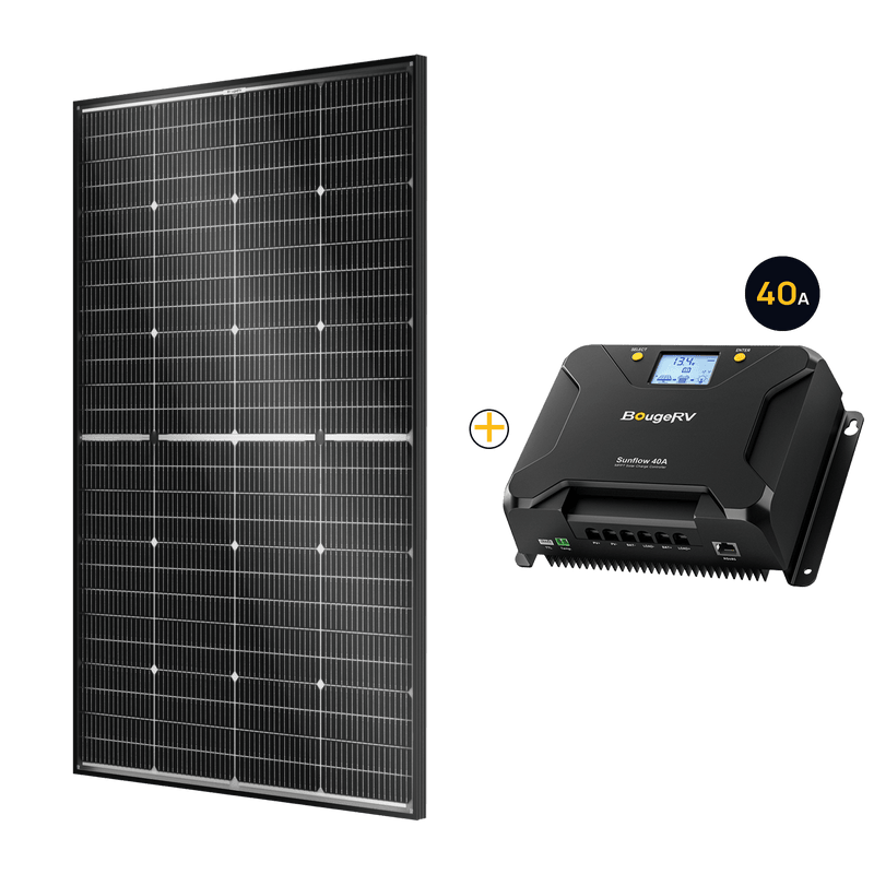 BougeRV 16BB 24V N-Type 200 Watt Bifacial Solar Panel+40A MPPT Solar Controller Kit ISE237+ISE218N