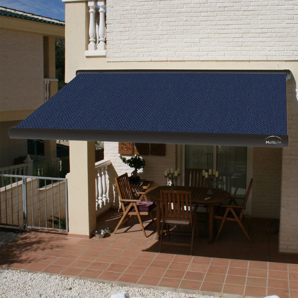 Multiple Awnings Brasilia Slim Premium Full Cassette Manual Retractable Sun Shade Awning With Black Frame (SAK91420)