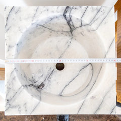 Natural Stone New York White Marble Pedestal Cone Shaped Sink Polished (W)16" (L)16" (H)36"