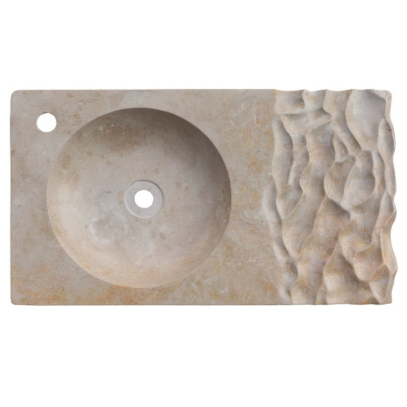 Natural Stone Troia Light Travertine Above Counter Wavy Shape Sink (W)16
