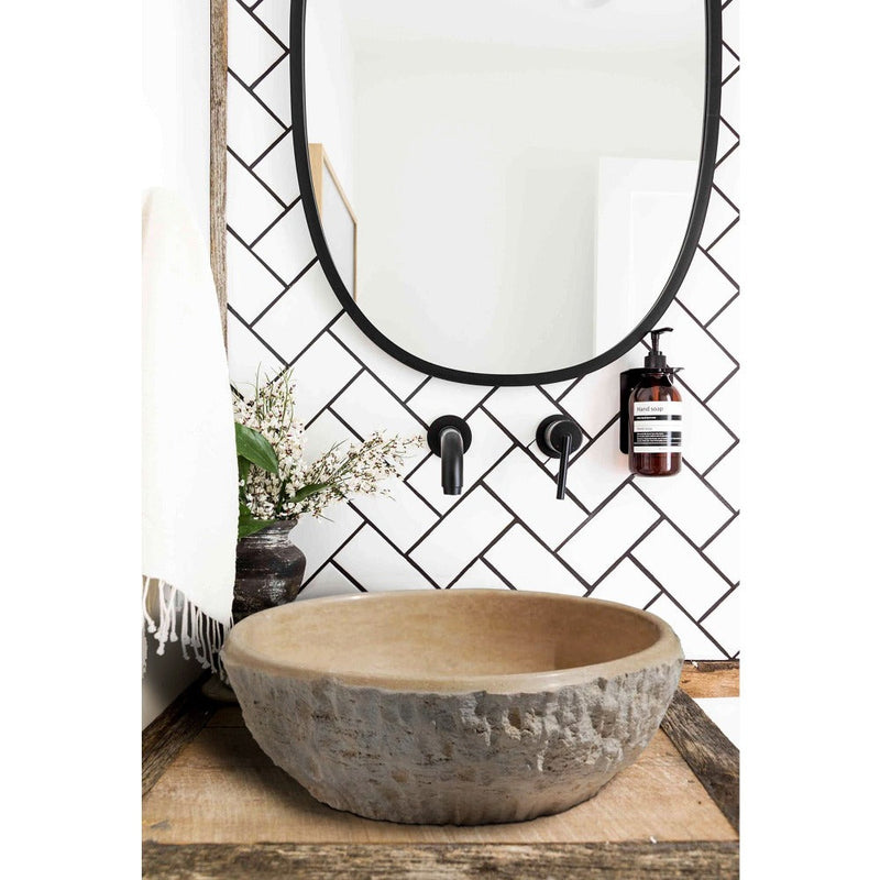 Natural Stone Dragon Split Face Travertine Sink (D)16