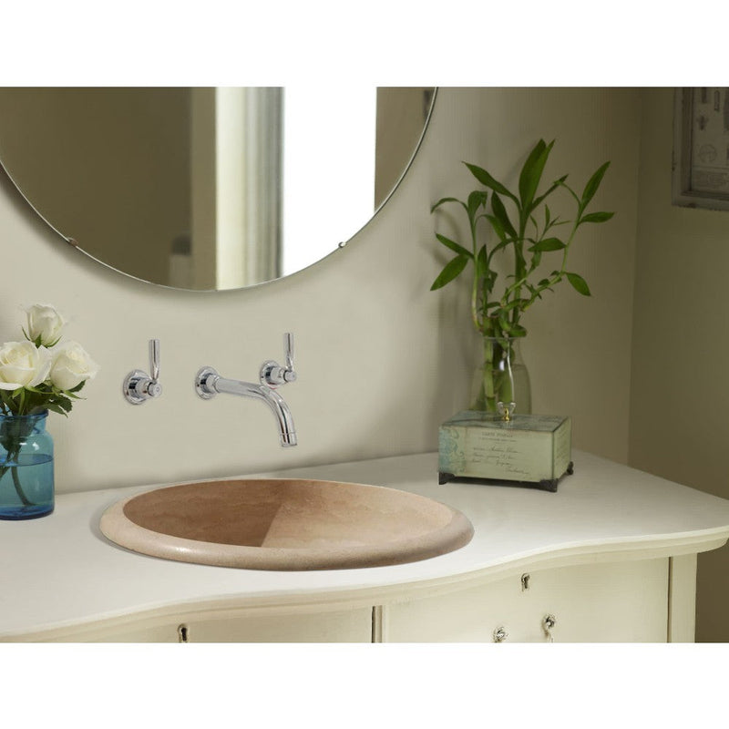 Natural Stone Light Travertine Drop-in Vessel Sink (D)16