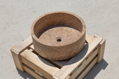 Natural Stone Noce Brown Travertine Vessel Sink (D)16" (H)6"