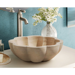 Natural Stone Pumpkin Light Travertine Vessel Sink (D)16" (H)6"