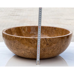 Noce Brown Travertine Natural Stone Undermount Vessel Sink Filled and Polished (D)16" (H)6"