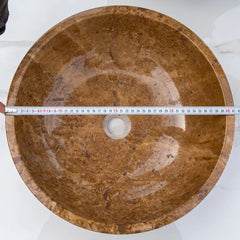 Noce Brown Travertine Natural Stone Undermount Vessel Sink Filled and Polished (D)16" (H)6"
