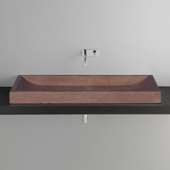 Noce Travertine Rectangular Vessel Sink Honed and Filled (W)16" (L)48" (H)4"