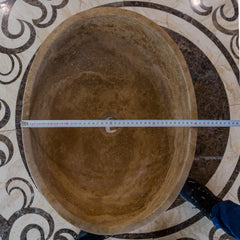 Noce Brown Travertine Natural Stone Oval Vessel Sink (W)16" (L)21" (H)6"