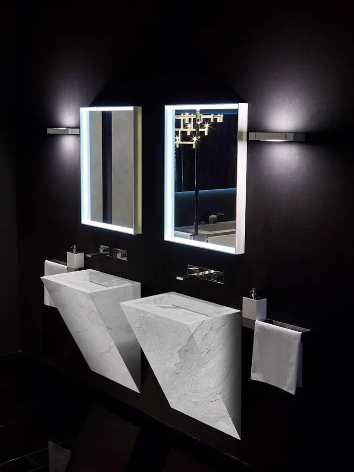 Polar White Marble Designer Triangle Sink Wall-mount Bathroom Sink (W)12
