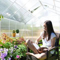 [10x10FT] Premium Outdoor Aluminum Walk-In Greenhouse With Polycarbonate Panels & Sliding Doors (94638275)