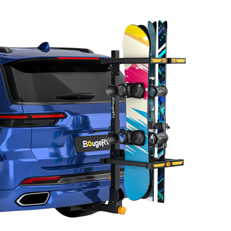 BougeRV Hitch Ski Snowboard Rack with Security Lock R0206-00025-BK
